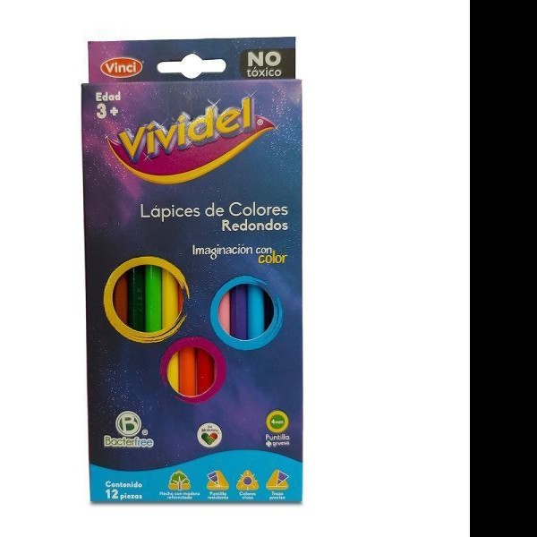 COLORES ESTUCHE C12 LARGOS VIVIDEL REDONDOS